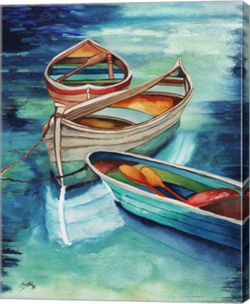 Framed Docked Rowboats I Print