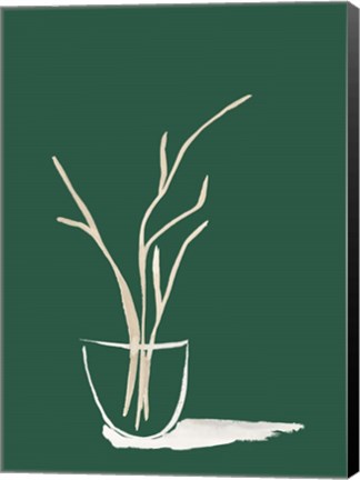 Framed Small Branch Display On Green Print