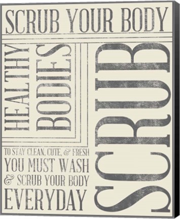 Framed Bath Reminders in Gray II Print