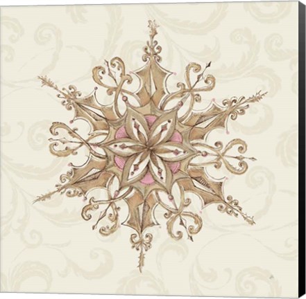 Framed Elegant Season Snowflake I Pink Print