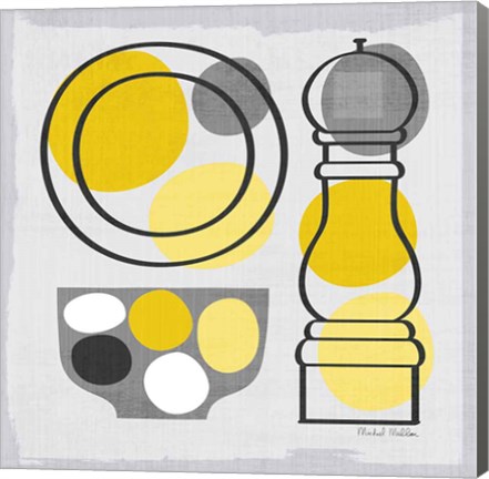 Framed Modern Kitchen Square II Yellow Print