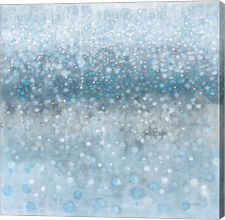 Framed Abstract Rain Slate Blue Print