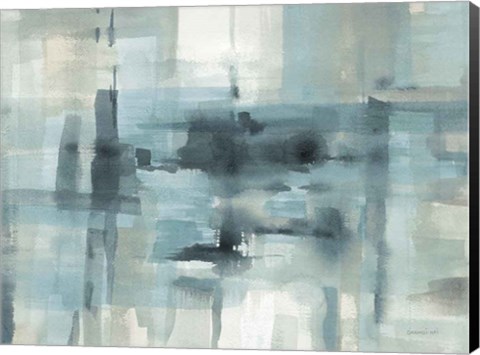 Framed Liquid Structure Tranquil Aqua Crop Print