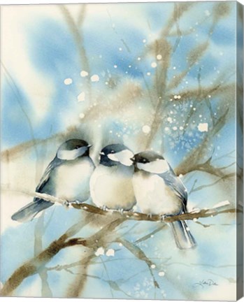 Framed Three Chickadees Print