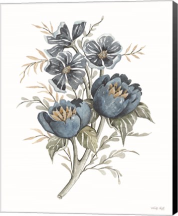 Framed Blue Botanical Peonies Print