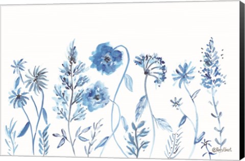 Framed Wildflowers in Blue Print