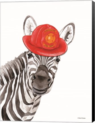 Framed Firefighter Zebra Print