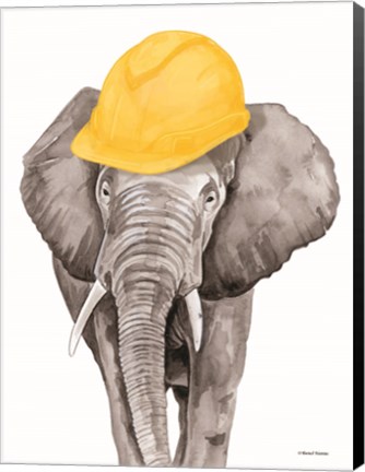 Framed Construction Elephant Print