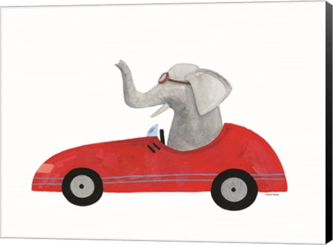 Framed Elephant in a Car Print