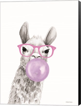 Framed Bubble Gum Alpaca Print