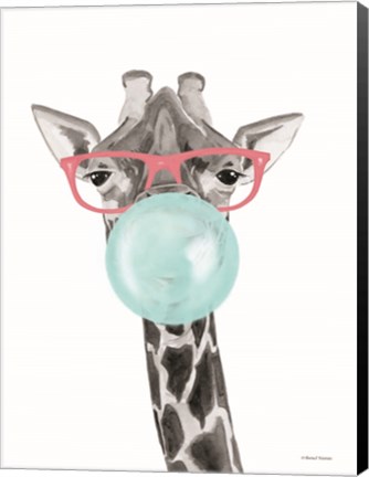 Framed Bubble Gum Giraffe Print