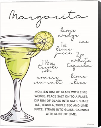 Framed Margarita Recipe Print