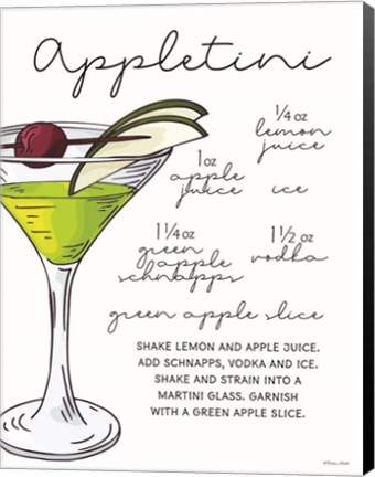 Framed Appletini Recipe Print