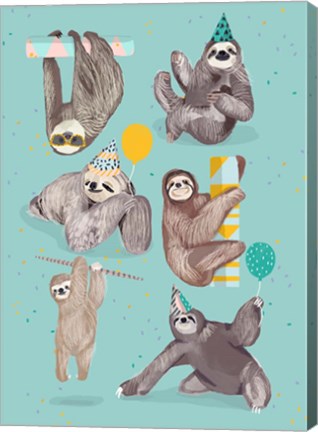 Framed Party With Sloths Print