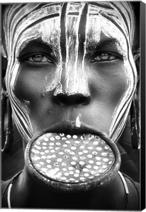 Framed Tribal Beauty - Ethiopia, Mursi People Print