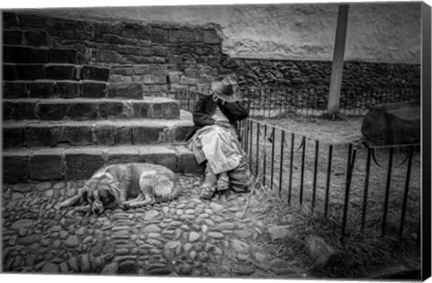 Framed Portrait of a Woman and her Dog Print