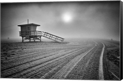 Framed Fog on the Beach - Santa Monica, California Print