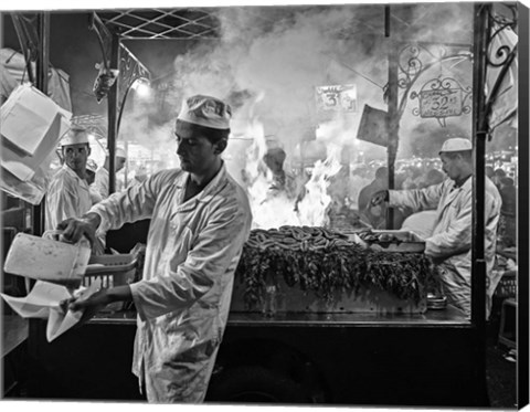 Framed Street Cooking Print