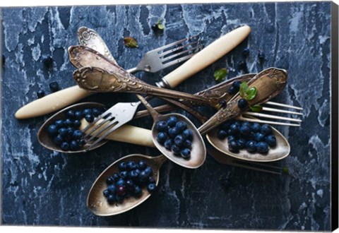 Framed Spoons &amp; Blueberries Print