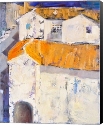 Framed Village Rooftops Print