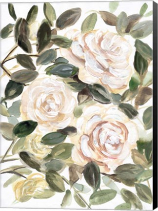 Framed Gentle Roses Yellow I Print