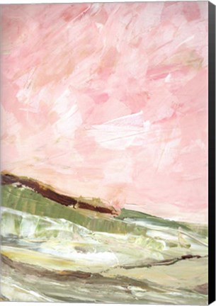 Framed Green and Pink Hills I Print