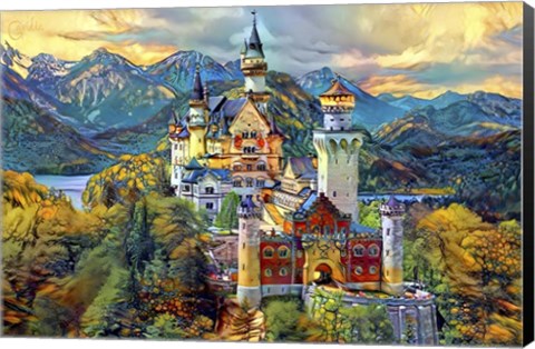 Framed Baviera Fussen Germany Neuschwanstein castle Print