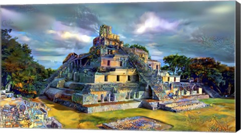 Framed Campeche Mexico Edzna Pyramid Print