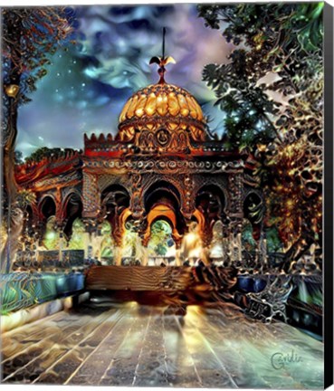 Framed Mexico City Kiosk in the Alameda de Santa Maria la Ribera Print