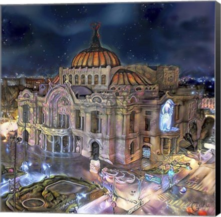 Framed Mexico City Palace of Fine Arts at night Print