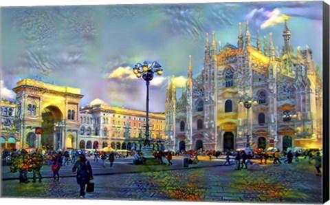 Framed Milan Italy Piazza del Duomo Print