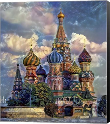 Framed Moscow Russia Cathedral of Vasily the Blessed Saint Basil Print