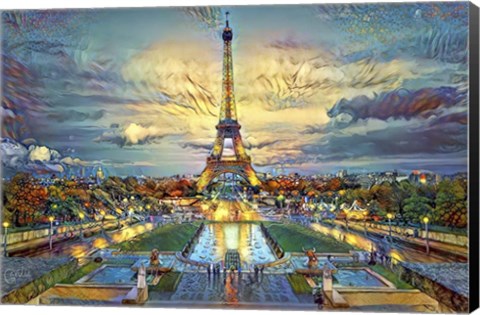 Framed Paris France  Fontaines de Chaillot and Eiffel Tower seen from the Place du Trocadero Print