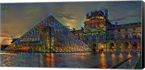 Framed Paris France Louvre Museum at dusk Print