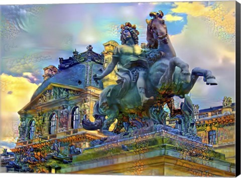 Framed Paris France Louvre Museum Statue of Louis XIV Print