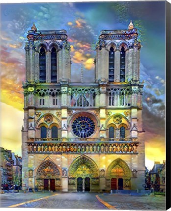 Framed Paris France Notre Dame Cathedral Print