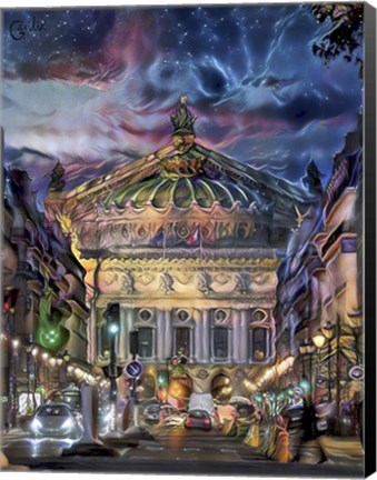 Framed Paris France Opera Garnier at dusk Print