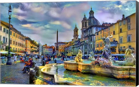 Framed Rome Italy Piazza Navona Print