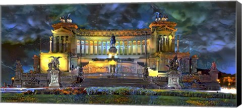 Framed Rome Italy Victor Emmanuel II National Monument at night Print