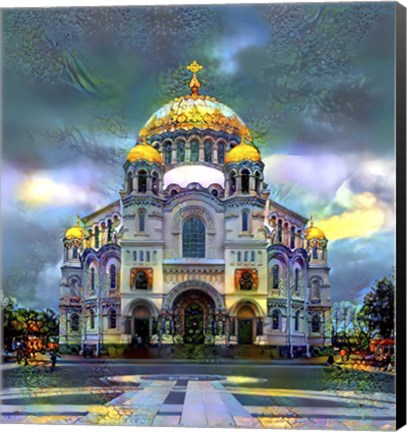 Framed Saint Petersburg Russia Naval cathedral of Saint Nicholas in Kronstadt Print