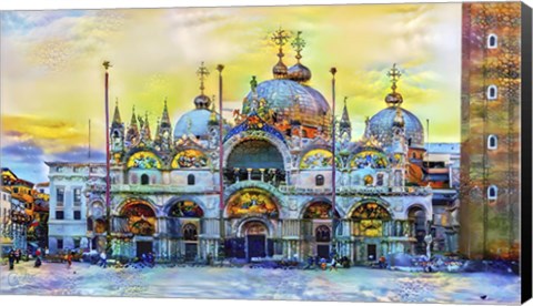 Framed Venice Italy Patriarchal Cathedral Basilica of Saint Mark at sunset Print