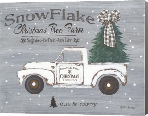 Framed Snowflake Christmas Tree Farm Print