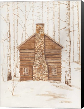 Framed Wintery Cabin Print