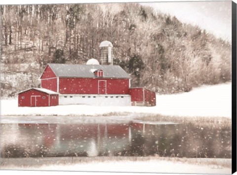 Framed Belleville Snowy Barn Print