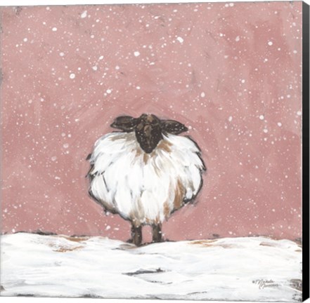 Framed Pastel Pink Winter Sheep Print