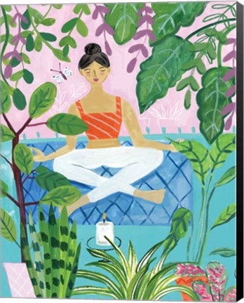 Framed Yoga with Plants II Print