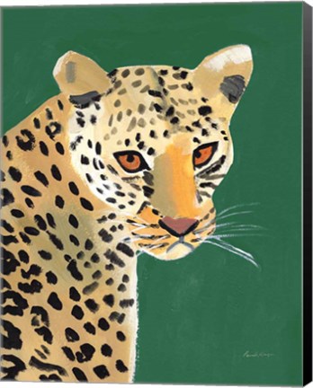 Framed Colorful Cheetah on Emerald Print