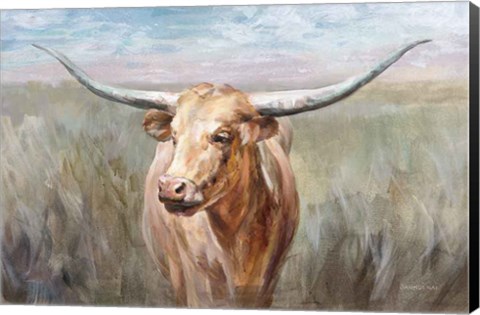 Framed Big Sky Longhorn Sunset Print