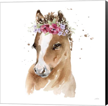 Framed Floral Pony Pink Sq Print