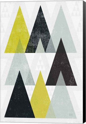 Framed Mod Triangles IV Yellow Black Print